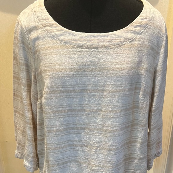 Sigrid Olsen Tops - Sigrid Olsen Elegant Cream and Light Tan Linen/Rayon Women's Top